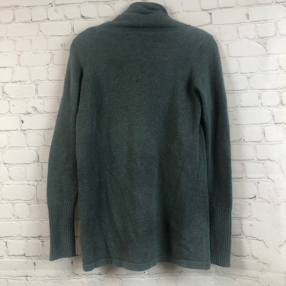 Akini Cowl Neck Asymmetrical Knit Sweater Green with Thumb Holes Women’s XS - Picture 2 of 8